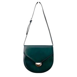 Desmo Made in Italy Elegant Green Leather Shoulder Bag